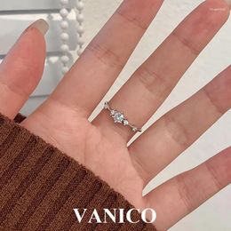 Cluster Rings 925 Sterling Silver 5 Stone Ring Tiny Dainty Round Cut Cubic Zirconia Small Adjustable Open Diamond Wedding Band Engagement