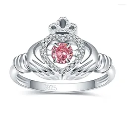 Cluster anneaux 925 Siltling Silver Ajustivable danse rose Irish Claddagh Amitié Promise Love Heart Jewelry Cadeaux pour femmes amis