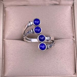 Clusterringen 925 Sterling Silver Akac Natural Lapis Lazuli Instelbare ring