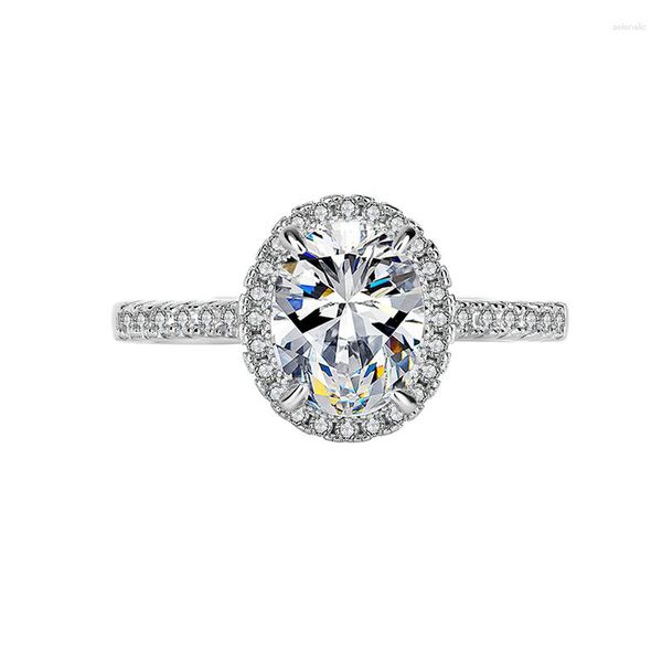 Anillos de racimo 925 plata esterlina auténtico anillo de diamante moissanite 2 pareja propuesta de boda regalo de cumpleaños para novia