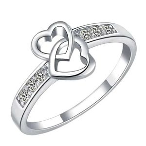 Cluster ringen 925 Sterling zilver mooie mooie mode bruiloft hart feest schattige vrouwen steen kristal luxe sieraden H240504