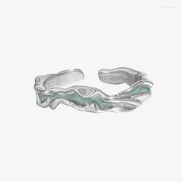 Cluster anneaux 925 STERLING Silver Blue Gradient Wave Shape Ring Summer Feel Fene Women Jewelry Gift Personnalisable Drop