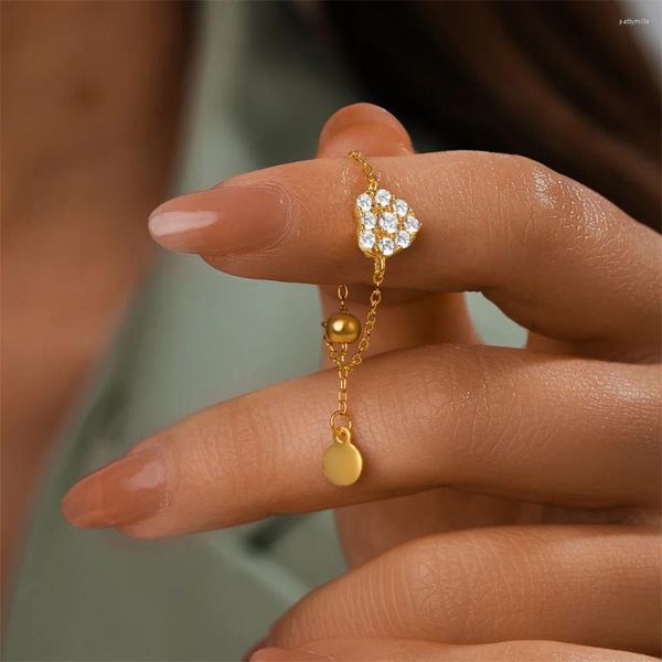 Cluster Anneaux 925 SERRING SILP Butterfly Heart Type Zirconia Wedding Gold Color Ring For Women Anniversary Story Bijoux Cadeaux