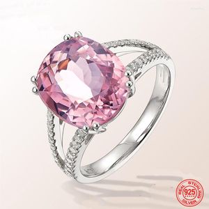 Clusterringen 925 Sterling Silver Charm Pink Zirconia Ring For Women Fashion Wedding Engagement Sieraden Gift