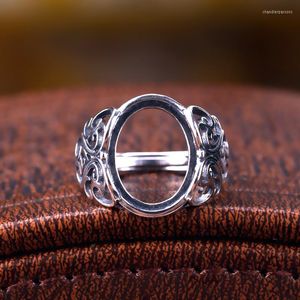 Clusterringen 925 Sterling Silver Engagement Wedding Ring voor vrouwen 11x14mm 12x16mm Oval Cabochon Semi Mount Setting Vintage Retro