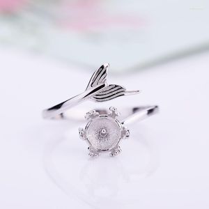 Bagues de cluster 925 Sterling Silver Engagement Bague de mariage 6mm 7mm 8mm 9mm10mm Perle ou Perle ronde Semi Mount Bijoux Réglage