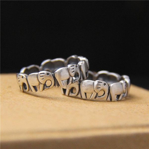 Bagues en grappe 925 en argent Sterling femme doigt petit éléphant Animal anneau ouvert pour femmes hommes mode fête bijoux