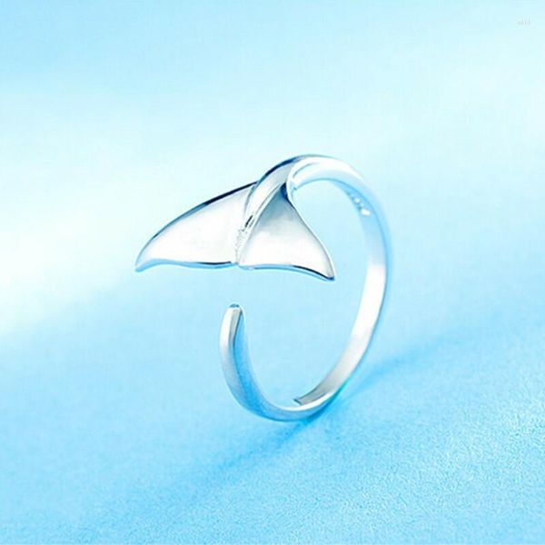 Anillos de racimo 925 plata esterlina cola de pescado circón para las mujeres de la moda fiesta linda sirena accesorios de joyería fina regalo de cumpleaños