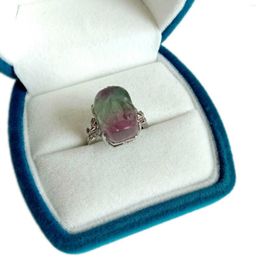 Cluster Rings 925 Sterling Silver Fluorite Ring Purple Handmade Gift For Her