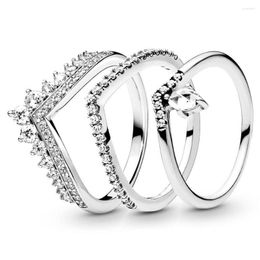 Anillos de conglomerados 925 Sterling Silver para mujeres Originales clásicos de compromiso de la espoleta Anillo de bodas Ringnals joyas de lujo
