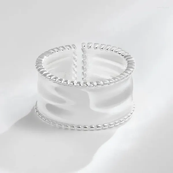 Bagues de cluster 925 Sterling Silver Géométrique Rétro Dentelle Pour Femmes Hommes Simple Mode Coréenne Ouvert Réglable Bague À La Main Couple Cadeaux