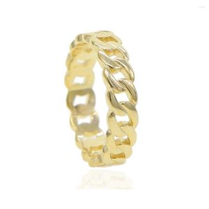 Cluster Rings 925 Sterling Silver Hiphop Luxo Fashion Ring Size 5 6 7 8 9 Wholesale Gold Color Miami Cuban Link Chain Women Boy Jewelry