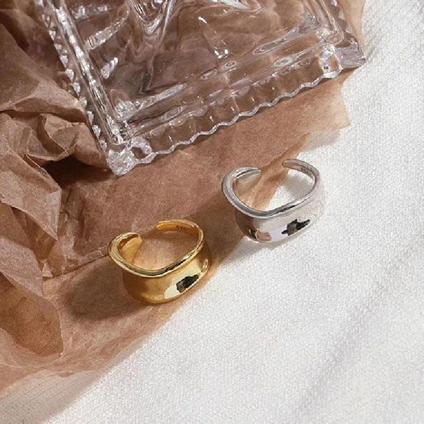 Anillos de racimo 925 STERLING SIRING IRREGULAR Color de oro para mujeres Pareja de compromiso de boda Anillo de dedo de moda joyas finas
