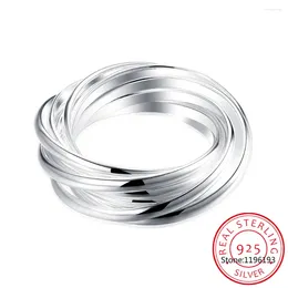 Anillos de racimo 925 joyería de plata esterlina vintage étnico 9 círculo para mujeres hombres tamaño 6 7 8 10 moda anel de prata bijoux