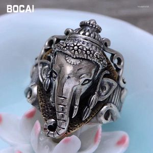 Bagues de cluster 925 Sterling Silver Bijoux Rétro Thai Elephant Fortune Dieu Modèles masculins Bague 056250