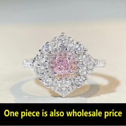Anillos de clúster 925 Laboratorio de plata esterlina Ring Pink High Carbon Diamond Gemstone Ring Boutique Boutique Boutique Jewelry al por mayor