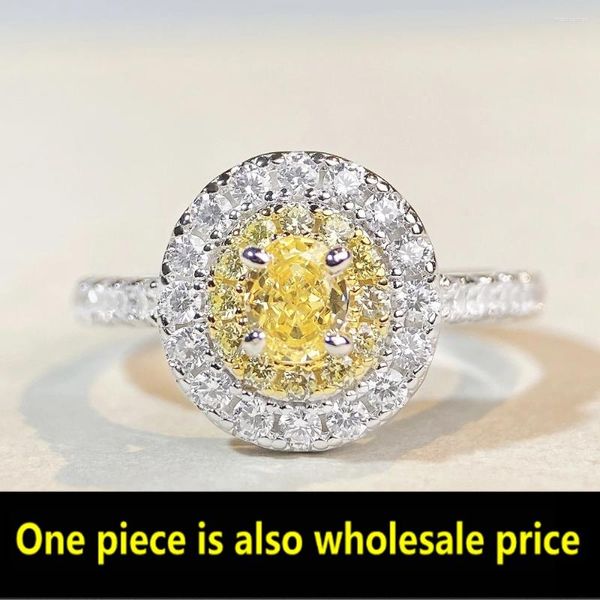 Anillos de racimo 925 laboratorio de plata esterlina amarillo alto carbono diamante anillo de piedras preciosas fiesta boutique joyería al por mayor