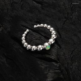 Anillos de racimo 925 plata esterlina minimalista anillo de cuentas redondas lisas para mujeres niñas luz de lujo abierto ópalo dedo banquete joyería regalo