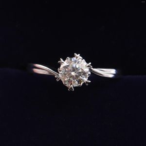 Clusterringen 925 Sterling Silver Moissanite Ring 1CT IJ Color Lab Diamond sieraden Snowflake Style jubileum