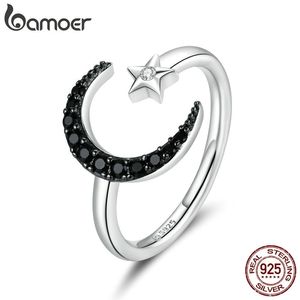 Clusterringen 925 Sterling Silver Mysterious Star Moon Finger Rings voor vrouwen verstelbare vrije maat fijne sieraden BSR137 220922