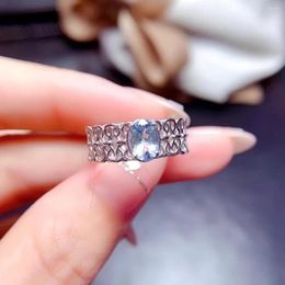 Cluster Anneaux 925 STERLING Silver Natural Topaz Ring Blue Bleu 1 Gemstone Clarity High Fashion Trend Support Livraison