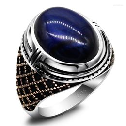 Cluster Ringen 925 Sterling Zilver Natuurlijke Blauwe Tijgeroog Heren Ring Turkse Punk Stijl Sieraden Set Paar Huwelijkscadeau voor Vrouwen