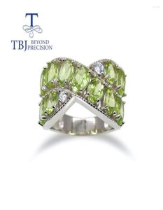 Bagues de cluster 925 Sterling Silver Natural Gemstone Peridot Fine Bijoux pour femme Anniversaire Party Wear Nice Gift9206376