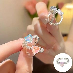 Cluster Ringen 925 Sterling Zilver Opaal Liefde Hart Open Ring Voor Vrouwen Meisje Leuke Hollow Out Ontwerp Sieraden Verjaardagscadeau drop