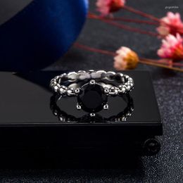 Anillos de racimo, anillo de obsidiana de origen de plata de ley 925 para mujer, alianzas de boda, joyería de compromiso, piedras preciosas, Anels Bizuteria
