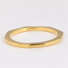Clusterringen 925 Sterling Silver Pan Ring Golden Shine veelzijdig met kristal voor vrouwen Wedding Party Gift Fashion sieraden