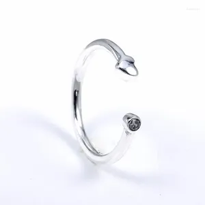 Cluster Anneaux 925 Sterling Silver Pan Ring Work Polied Heart Open avec Crystal For Women Wedding Party Gift Fashion Bijoux