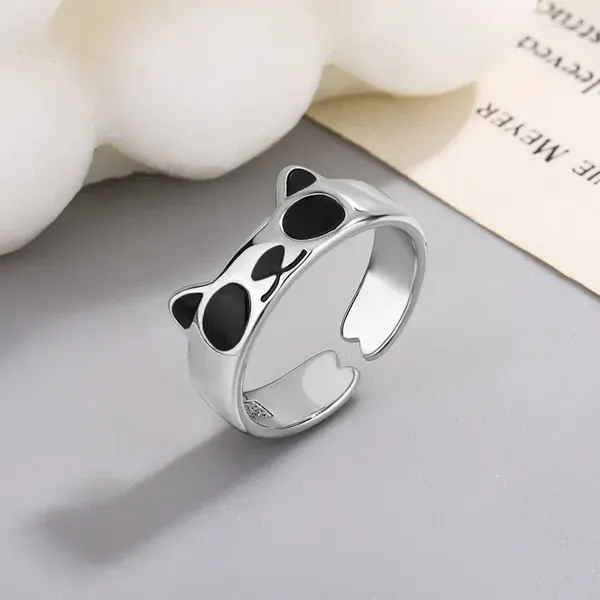 Anillos de racimo 925 Sterling Silver Panda Anillo femenino Fiesta para mujeres Joyería Accesorios al por mayor Artículos con dinero