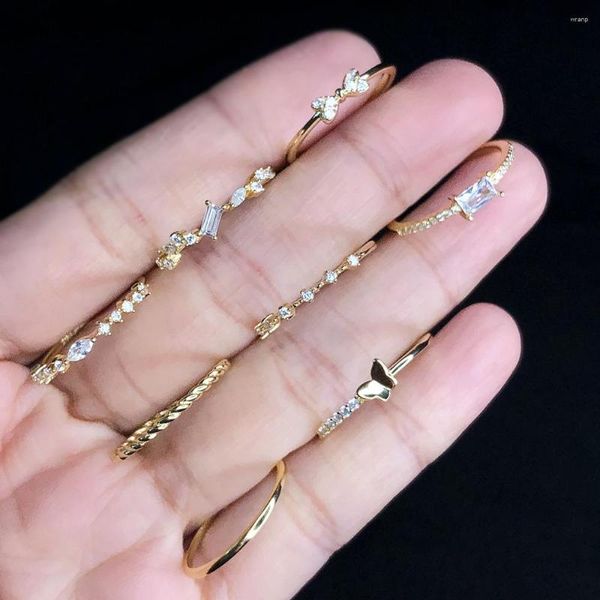 Cluster Rings 925 Sterling Silver Plaqué 14K Gold Fine Ring Mode Japonaise Et Coréenne De Luxe Zircon De Haute Qualité Pour Les Femmes Cadeau De Fête