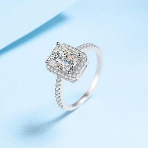 Clusterringen 925 sterling zilver Radiant Cut 2 Ct Moissanite bruiloft voor vrouwen luxe fijne sieraden