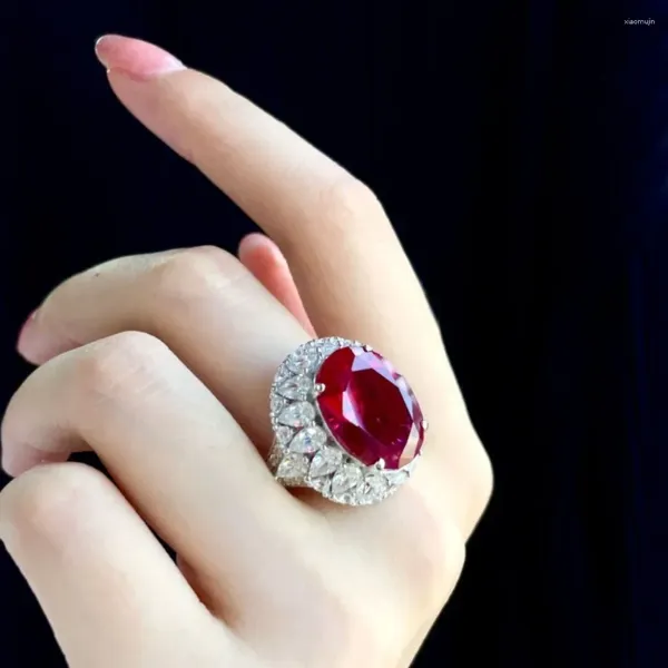 Anillos de racimo 925 STERLINGA REBY RUBY RUBY Gran