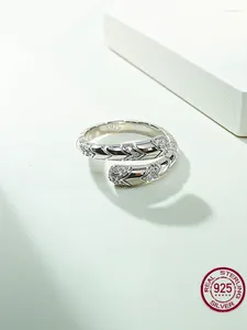 Anneaux de cluster 925 Ensemble d'anneaux de style anciens en forme de niche rétro en forme de serpent en argent sterling avec bijoux de mariage de printemps en diamant élevé en carbone