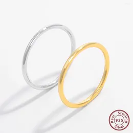 Clusterringen 925 Sterling Silver Rhodium/14K Gold vergulde klassieke Circle Plain Ring For Women Simple Fine Jewelry Gifts Daily Life Data