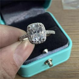 Anelli a grappolo Anello in argento sterling 925 Pietra da 3 ct 5A Zircone Fidanzamento Fede nuziale Sz 5-11 Regalo