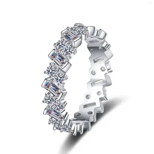 Clusterringen 925 Sterling Zilveren Ring Volledige Diamant Totaal 3.08ct Moissanite Mode Luxe Belofte Vrouw Verjaardag Paar Voorstel Sieraden