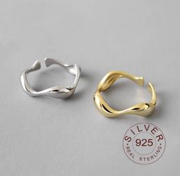 Cluster Anneaux 925 STERLING Silver Ring ins Minimaliste vague irrégulière pour les femmes redimencables à la main Zilveren Ringen Bijoux Femme4557663