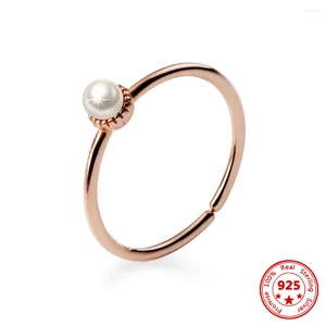 Cluster anneaux 925 Sterling Silver Ring Version coréenne de la fête de mariage pour femmes de Pearl Open Finger Bijoux de luxe