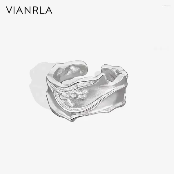 Anillos de clúster 925 anillo de plata esterlina textura minimalista de onda nickle láser logotipo de soporte caída