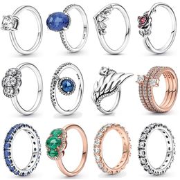 Cluster Ringen 925 Sterling Zilveren Ring Rose Row Eternity Triple Spiral Three Stone Statement Halo Voor Vrouwen Sieraden Cadeau