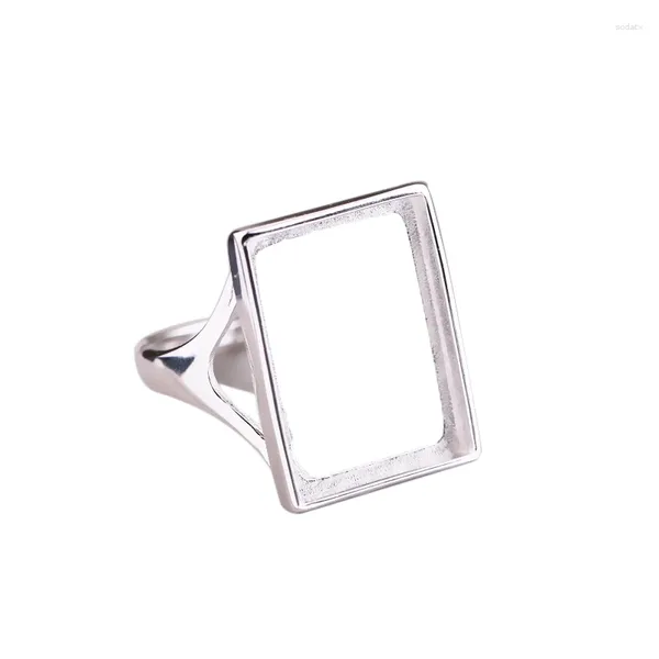 Anillos de racimo 925 anillo de plata esterlina mujeres hombres boda semi montaje 13x18 mm princesa cabujón turquesa ámbar ajuste al por mayor