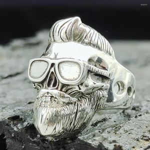 Cluster Rings 925 STERLING SILVER SKULL Hombres Hombres Punk Biker Anillo Joyería A6051