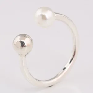 Clusterringen 925 Sterling Silver String Contemporary Pearl Ring Freshwater Gekweekt voor vrouwenbetrokkenheid sieraden