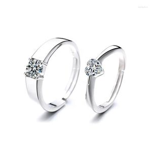 Bagues en grappe en argent Sterling 925 à la mode pour femmes hommes amoureux Couple ensemble amitié fiançailles bijoux de mariage