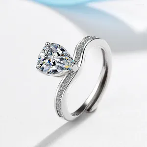Anillos de racimo 925 plata esterlina gota de agua circón anillo de dedo corona para mujeres regalo de cumpleaños joyería de buenos de lujo BSR368