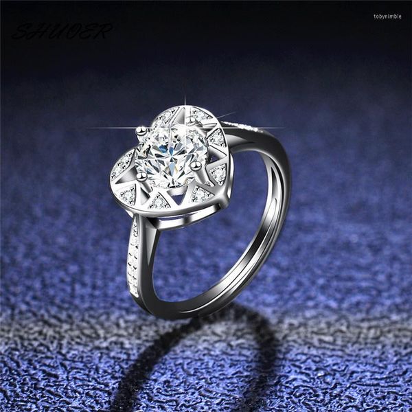 Bagues de grappe 925 mariage en argent Sterling taille brillant diamant Test passé 1 D couleur Moissanite coeur bague femmes bijoux cadeau