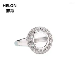 Anillos de racimo 925 plata esterlina mujeres compromiso anillo de boda 9x9 mm cabujón redondo semi montaje ajuste ajuste ámbar ágata turquesa